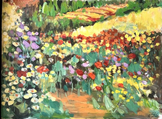 Steinhauser, Erwin (1939-2023) Blumenwiese, Öl auf Platte.