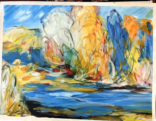 Steinhauser, Erwin (1939-2023) Farbenfrohe Landschaften, 19 Stück, Öl auf Malpapier.