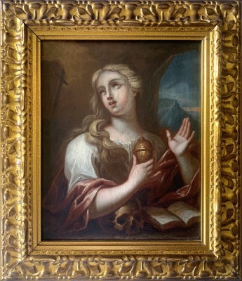 Anonym (19. Jahrhundert) Magdalena in Ekstase, Öl auf Leinwand. Im vergoldeten Holzrahmen.