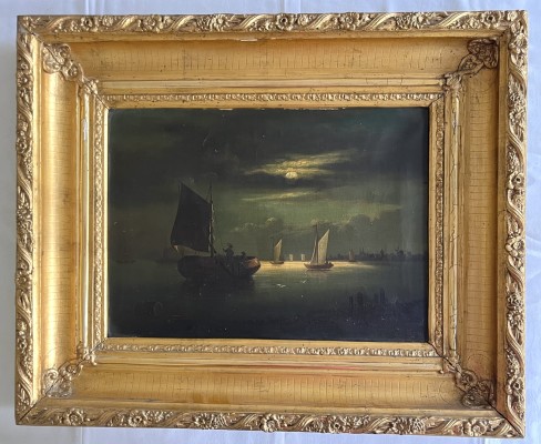 Anonym (20. Jahrhundert) Schiffe auf dem See, Öl auf Leinwand.