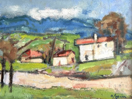 Adam, Otto (1901-1973) Häusergruppe, Öl auf Leinwand.