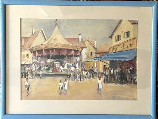 Adam, Otto (1901-1973) kleiner Jahrmarkt, 1946, Aquarell.