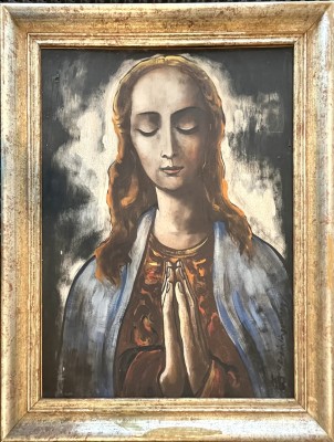 Breinlinger, Hans (1888-1963) Betende, Öl auf Platte.