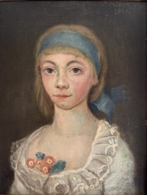 Mieck, P. (20. Jahrhundert) Portrait einer jungen Dame, 1921, Öl auf Leinwand.