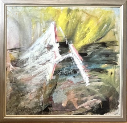 Rost-Haufe, Helga (1936-2025) Boot auf dem Bodensee, 1993, Acryl auf Leinwand.