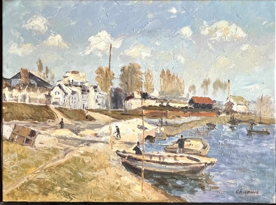 Venice, Ch. (1963 geboren) Sommertrag an der Loire, Öl auf Leinwand.