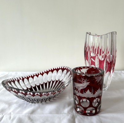 Egermann Glas-Set, dreiteilig.