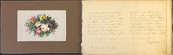 Poesiealbum, handgeschriebene Poesie, 1877, in Hardcover.