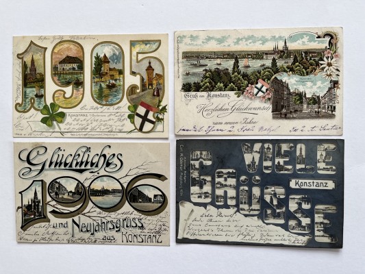 55 Postkarten Konstanz, Sammelschwerpunkt 'Feiertagsgrüße', Jahrhundertwende
