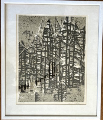 Anonym (20. Jahrhundert) Tannenwald, Lithographie.