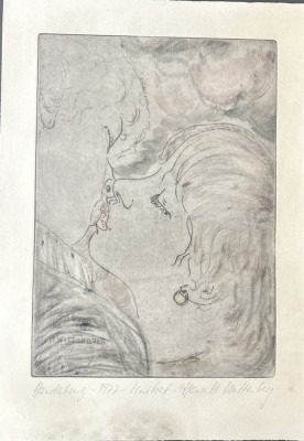 Wattenberg, Heinz H. (20. Jahrhundert), Küssendes Paar, 1977, Handabzug Lithographie, Unikat.