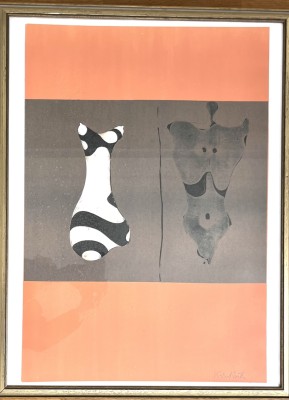 Wunderlich, Paul (1927-2010) Ausstellungsplakat, Farblithographie. Das Bild zeigt zwei Torsi. Die Darstellung wurde 1966 für eine Ausstellung Wunderlichs in Mannheim genutzt.