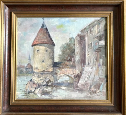 Anonym (20. Jahrhundert) Schaiblingsturm Passau, 1932, Öl auf Leinwand.