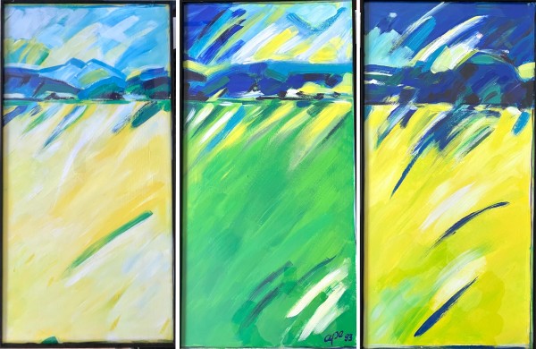 Ehinger, Annette Petra (1952 geboren) Modernes Triptychon, 1993, Acryl.