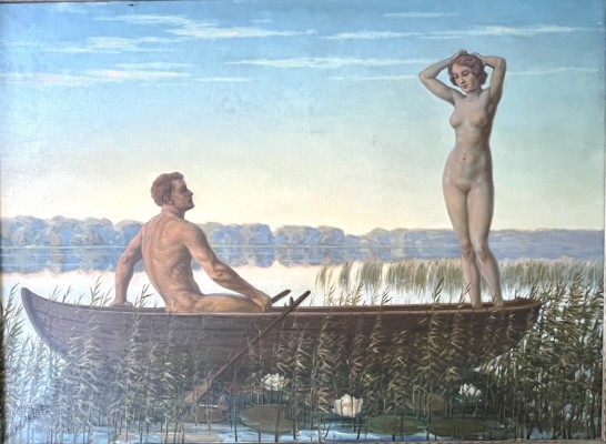 Einbeck, Walter (1890-1968) Romantische Bootsfahrt, 1954, Öl auf Leinwand.