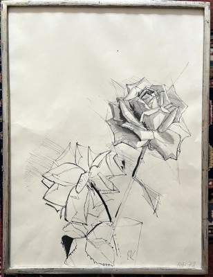 Kunz, Otto Ludwig (1904-1985) Vorstudie einer Rose, 1973, Mischtechnik.