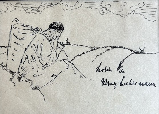 Liebermann, Max (1847-1935) Bäuerin auf dem Feld, Tuschefeder-Zeichnung.