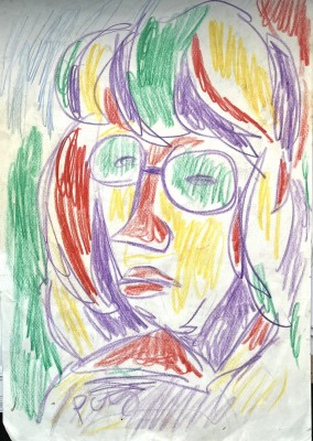Németh, Miklos (1934-2012) Frau, Buntstift auf Papier.