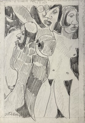 Németh, Miklos (1934-2012) Frauen, Bleistift auf Papier.
