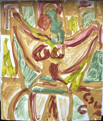 Németh, Miklos (1934-2012) Abstrakte Frau, Öl auf Karton.