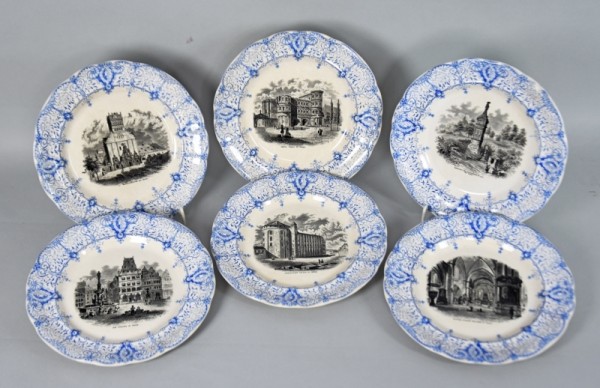 SECHS TELLER Fayence, Trier Motive SECHS TELLER Fayence, Trier Motive