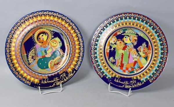 ZWEI WEIHNACHTSTELLER Rosenthal limit. Kunstreihe: Wiinblad 1971/74